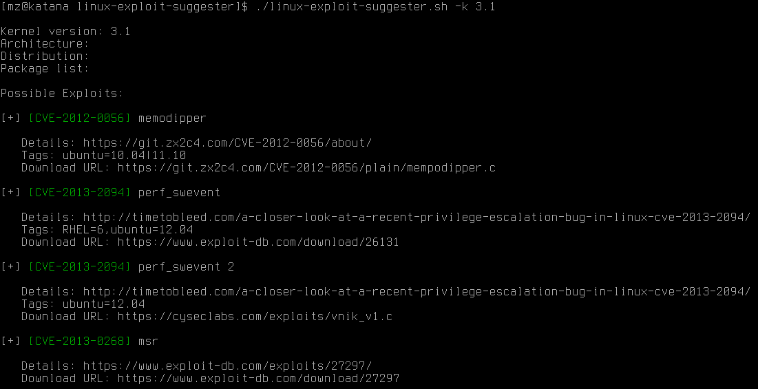 linux exploit suggester