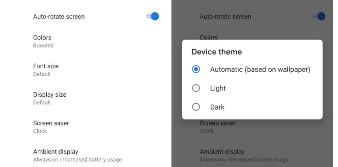 Android P dark theme