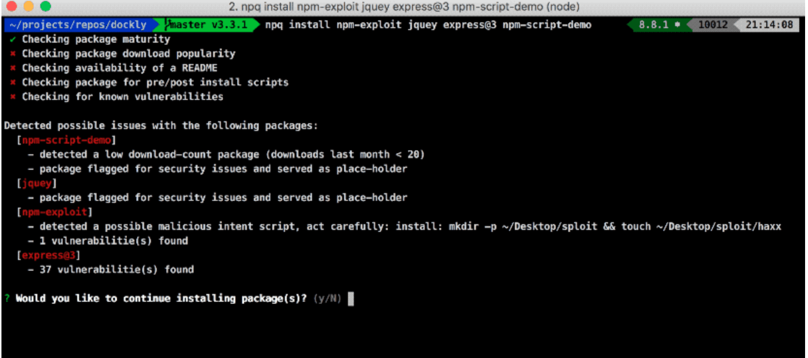 npq v2.0.14 releases safely* install packages with npm/yarn by