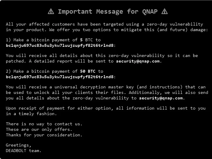 DeadBolt ransomware is threatening QNAP users • Penetration Testing