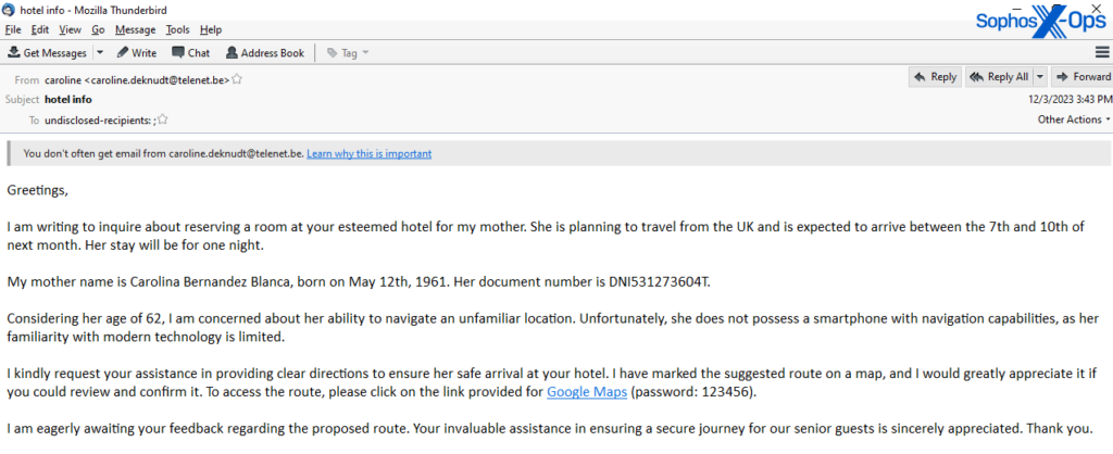 Inhospitality malspam