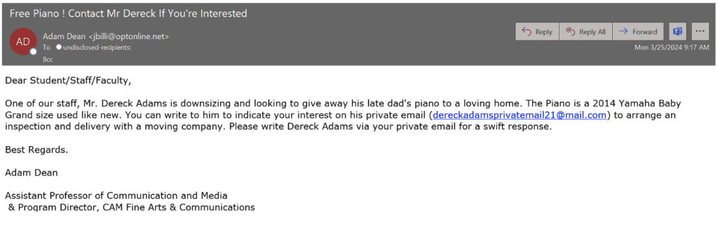 Free Piano Scam