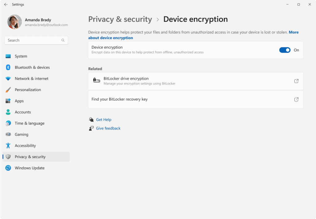 Enable Windows Device Encryption