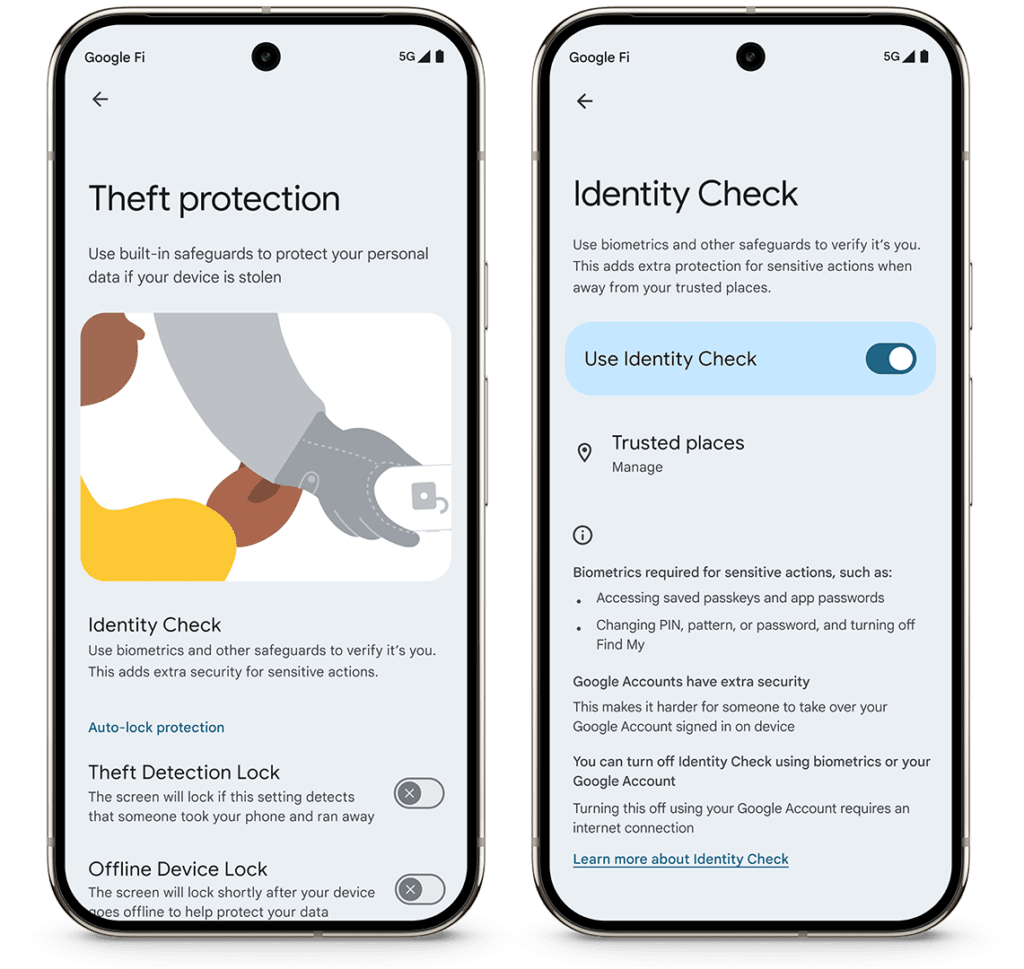 Android security, anti-theft backup Android Identity Check & Theft Detection Lock
