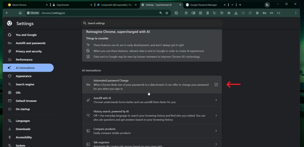 Chrome Automated password change