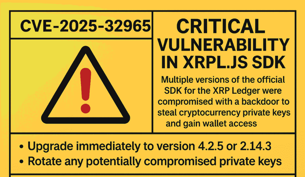 xrpl.js Backdoor Crypto Supply Chain Attack CVE-2025-32965
