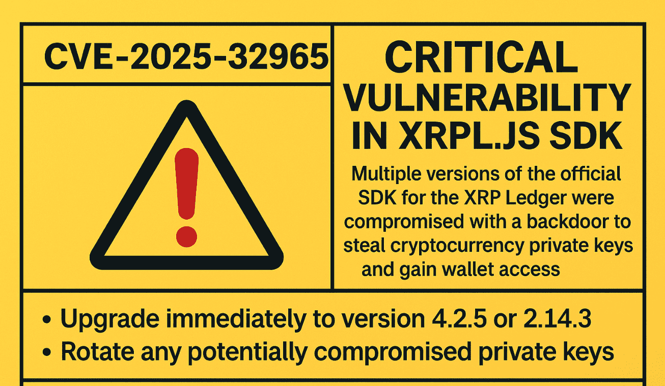 xrpl.js Backdoor Crypto Supply Chain Attack CVE-2025-32965