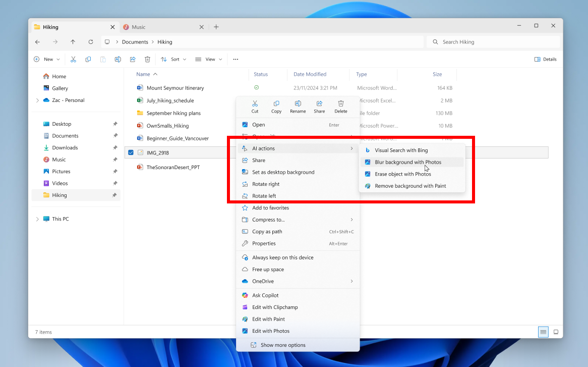 Windows 11 AI integration, File Explorer update