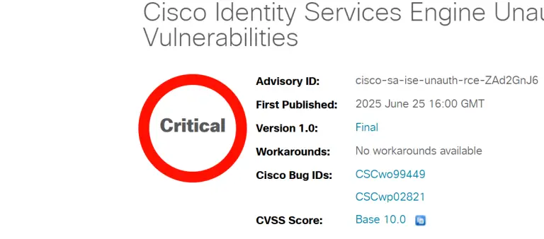 Cisco ISE, Critical RCE