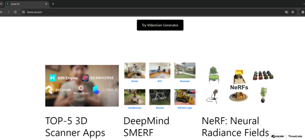 Example AI-themed website designed to lure victims into installing malware