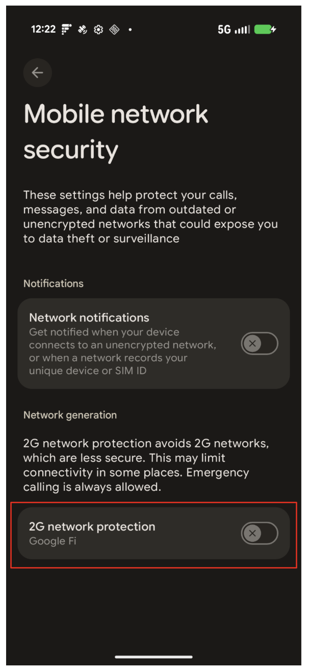 Android 16, Stingray Protection