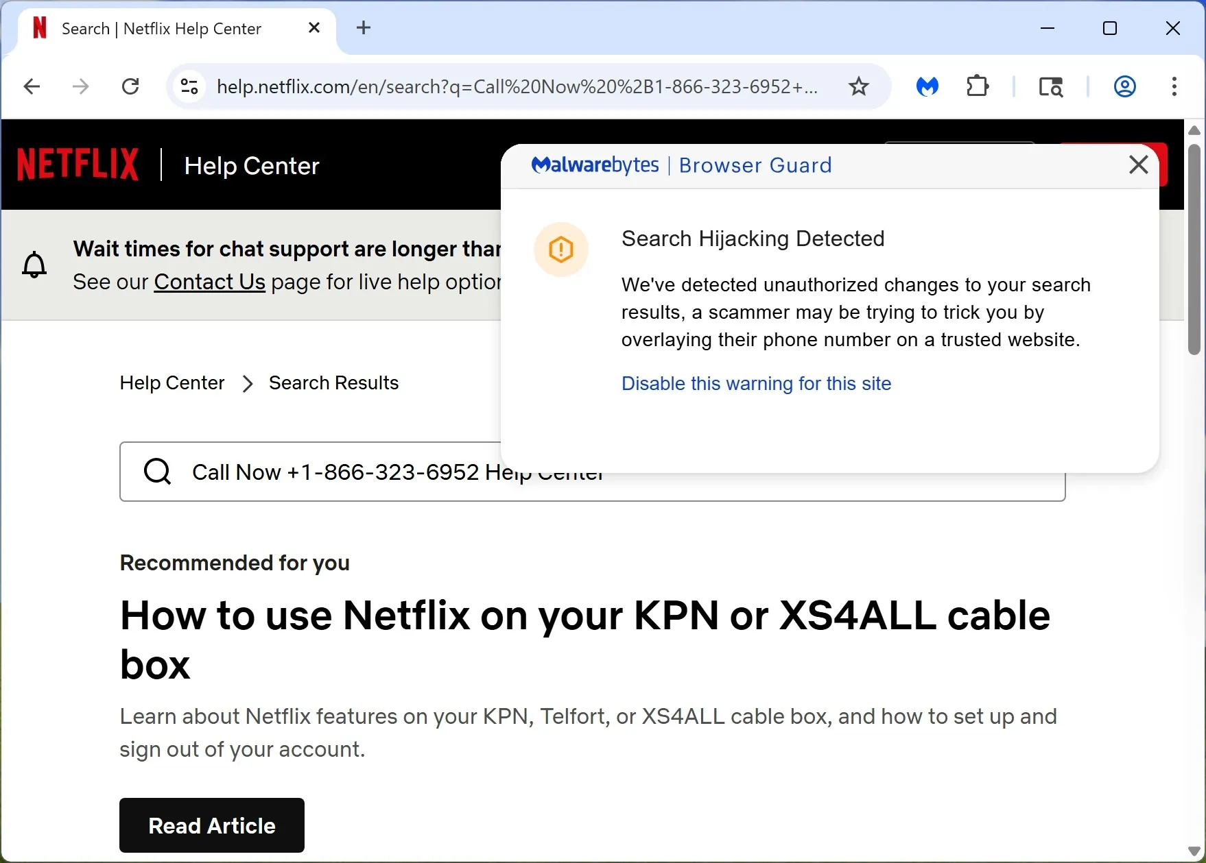 Search Hijacking, Fake Support Scams