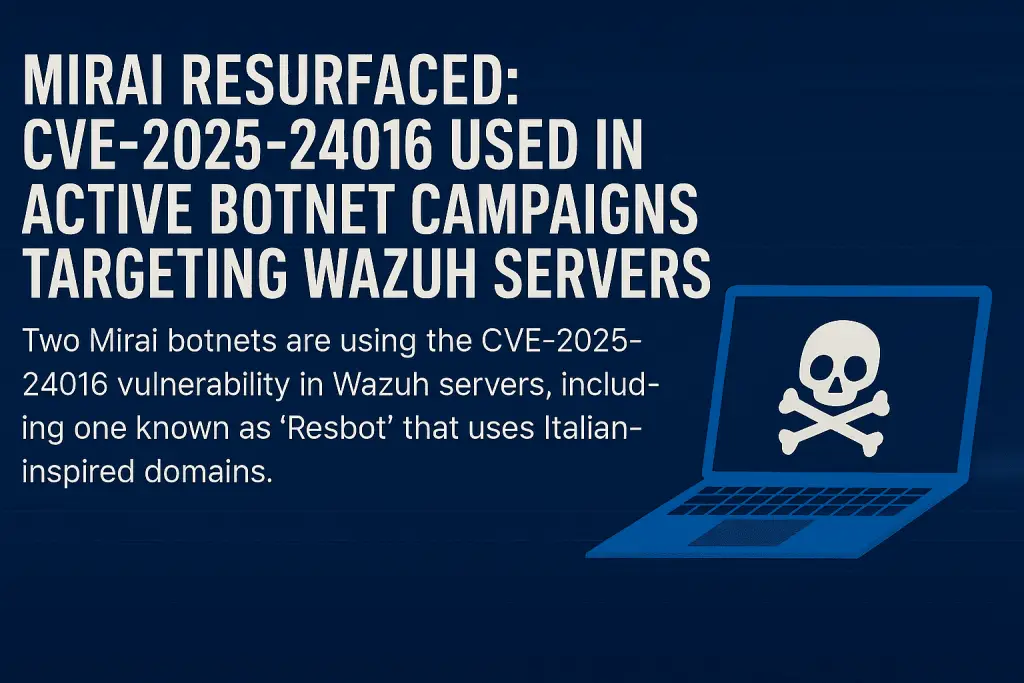 Wazuh RCE, Mirai Botnets