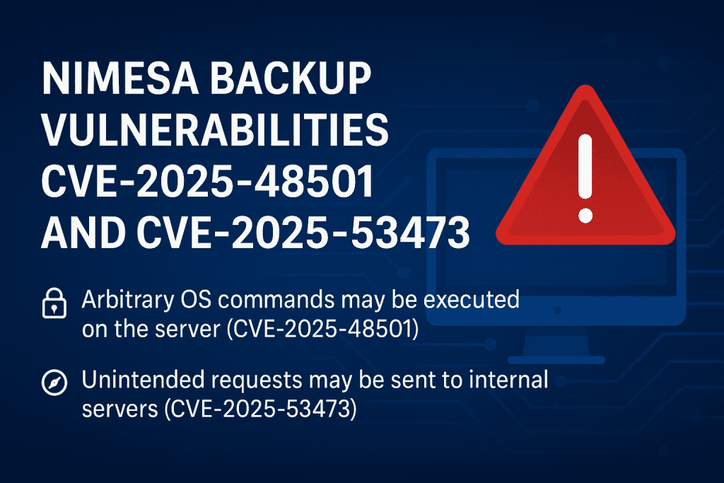Nimesa Backup, Critical Vulnerabilities