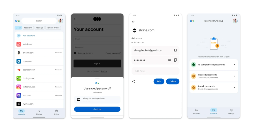 Google Password Manager, Android