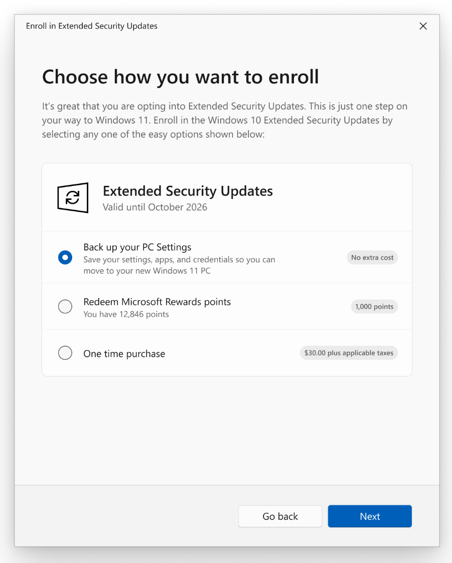 Windows 10 ESU, Extended Security Updates