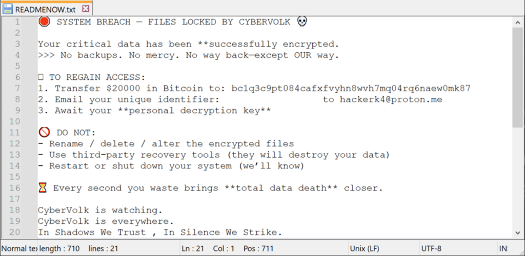 The created ransom note