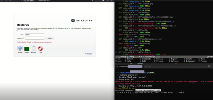MikroTik HTTP Credential Leak, WebFig MitM CVE-2025-61481