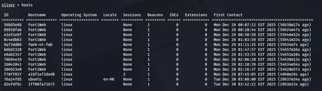 Sliver C2, React2Shell (CVE-2025-55182)