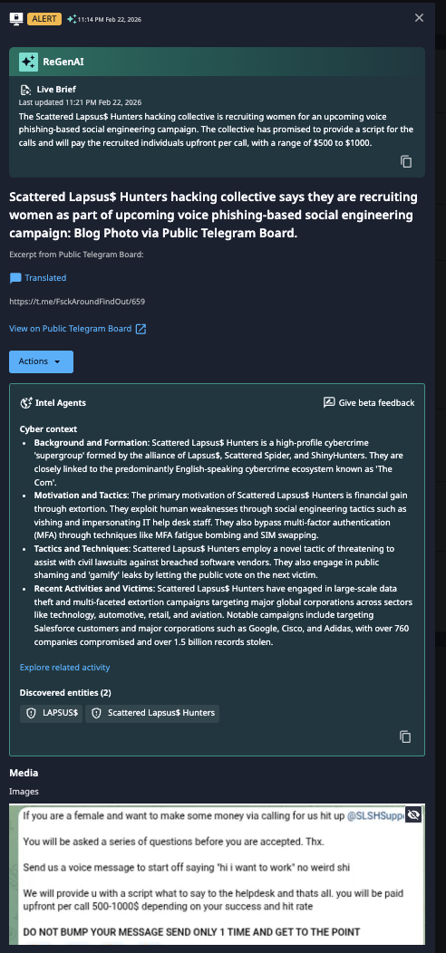 Scattered Lapsus$ Hunters
Vishing Recruitment
