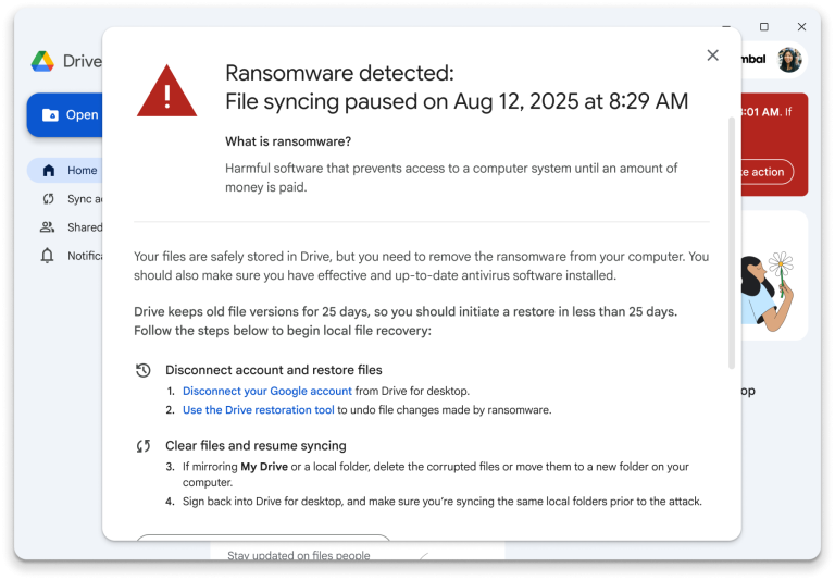 Google Drive ransomware detection
