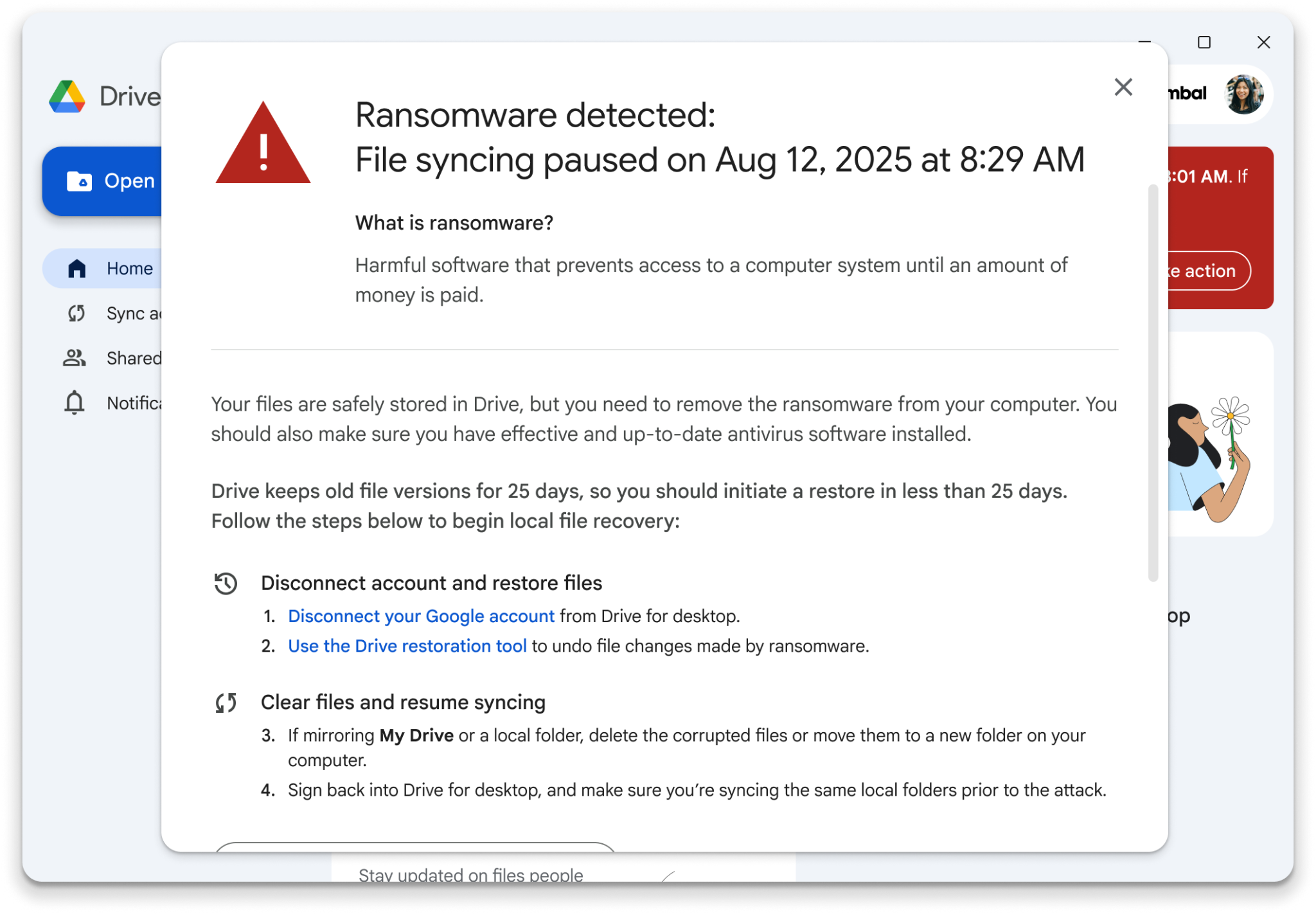 Google Drive ransomware detection