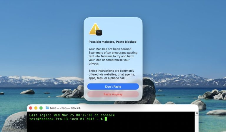 macOS Tahoe Terminal Paste Block