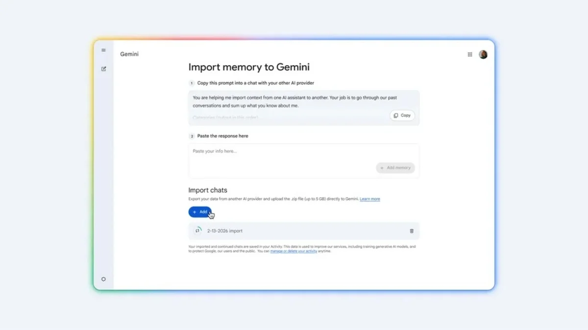 Google Gemini Memory Import