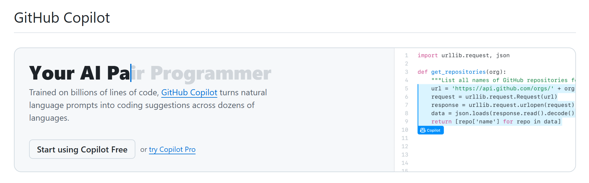 GitHub Copilot data training update