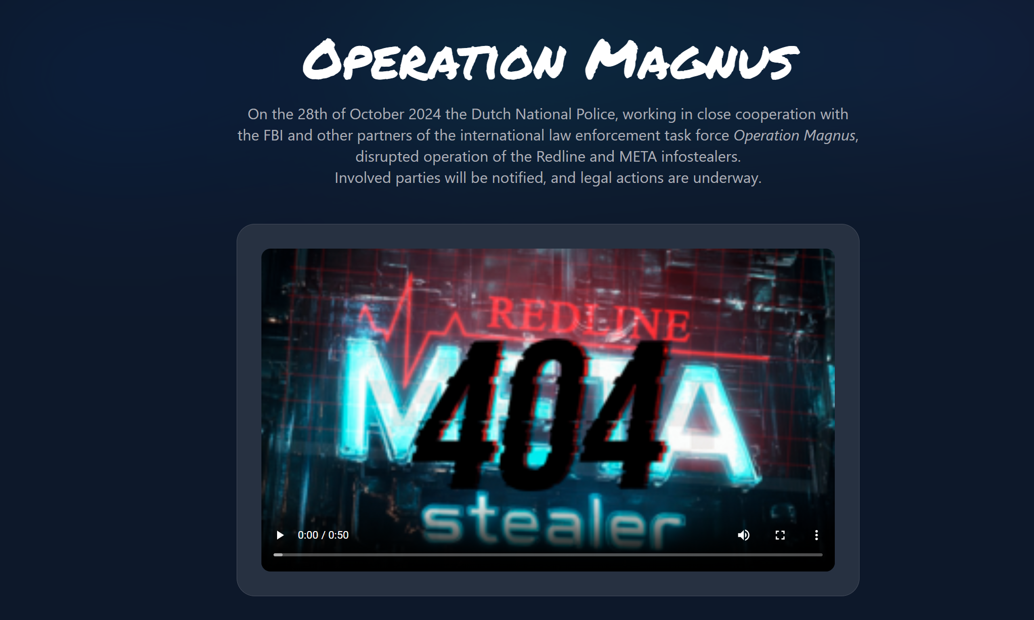 RedLine Infostealer Operation Magnus
