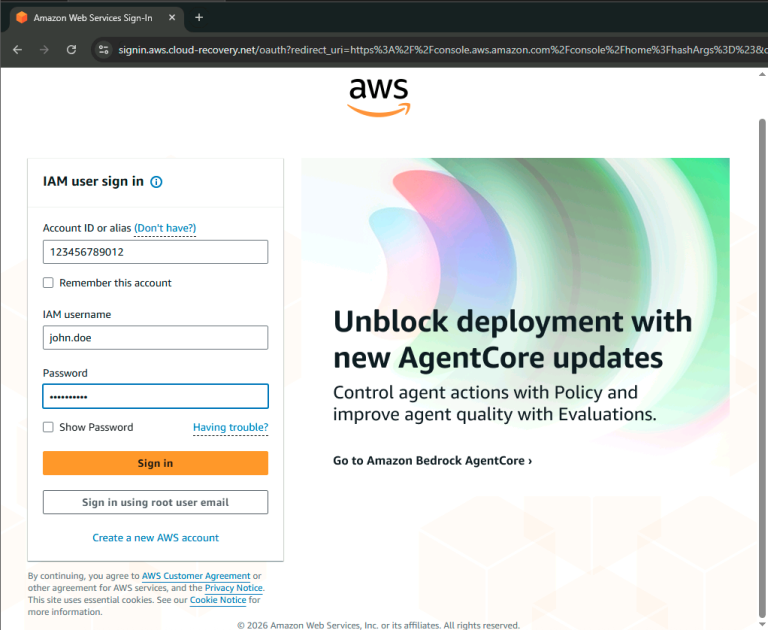 AWS Phishing AiTM Attack