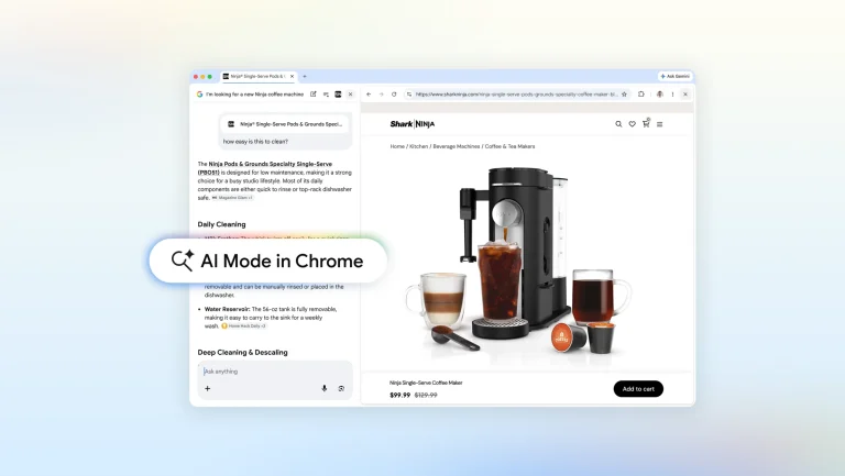 Chrome AI Mode side-by-side