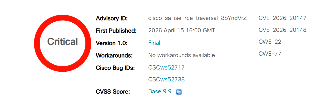 Cisco ISE RCE Identity Services Engine Vulnerability