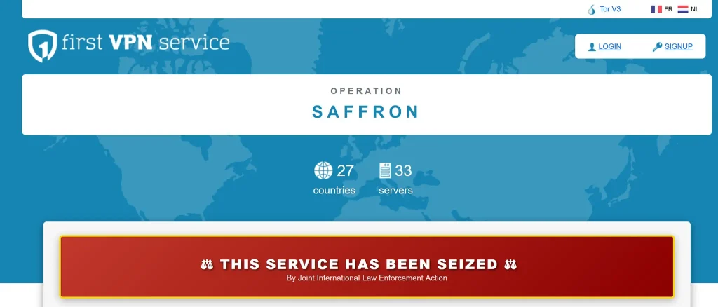 First VPN service takedown