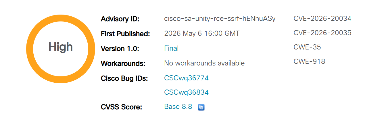 Cisco Unity Connection RCE CVE-2026-20034