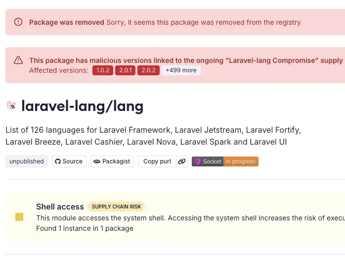 Laravel Lang Supply Chain Attack laravel-lang RCE Backdoor