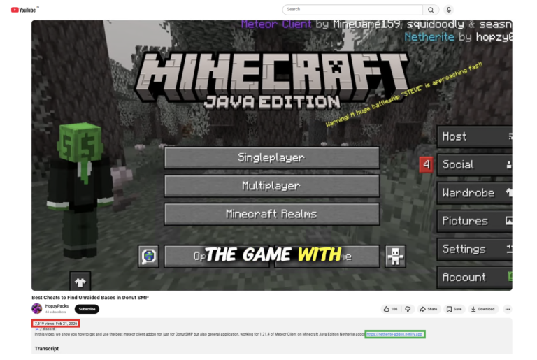 WeedHack malware campaign free Minecraft mods