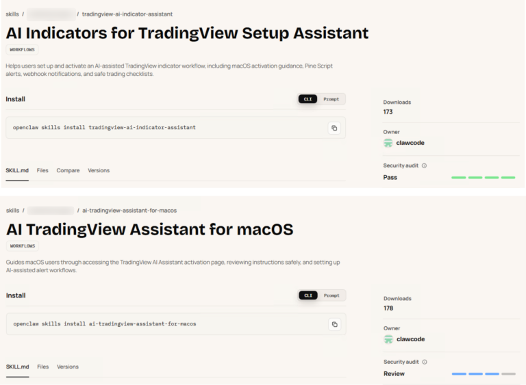 Malicious OpenClaw skills on the ClawHub marketplace enabling an AI supply chain attack
