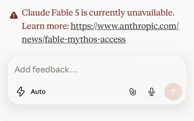 Claude Fable 5 return UI glitch interface on Anthropic platform